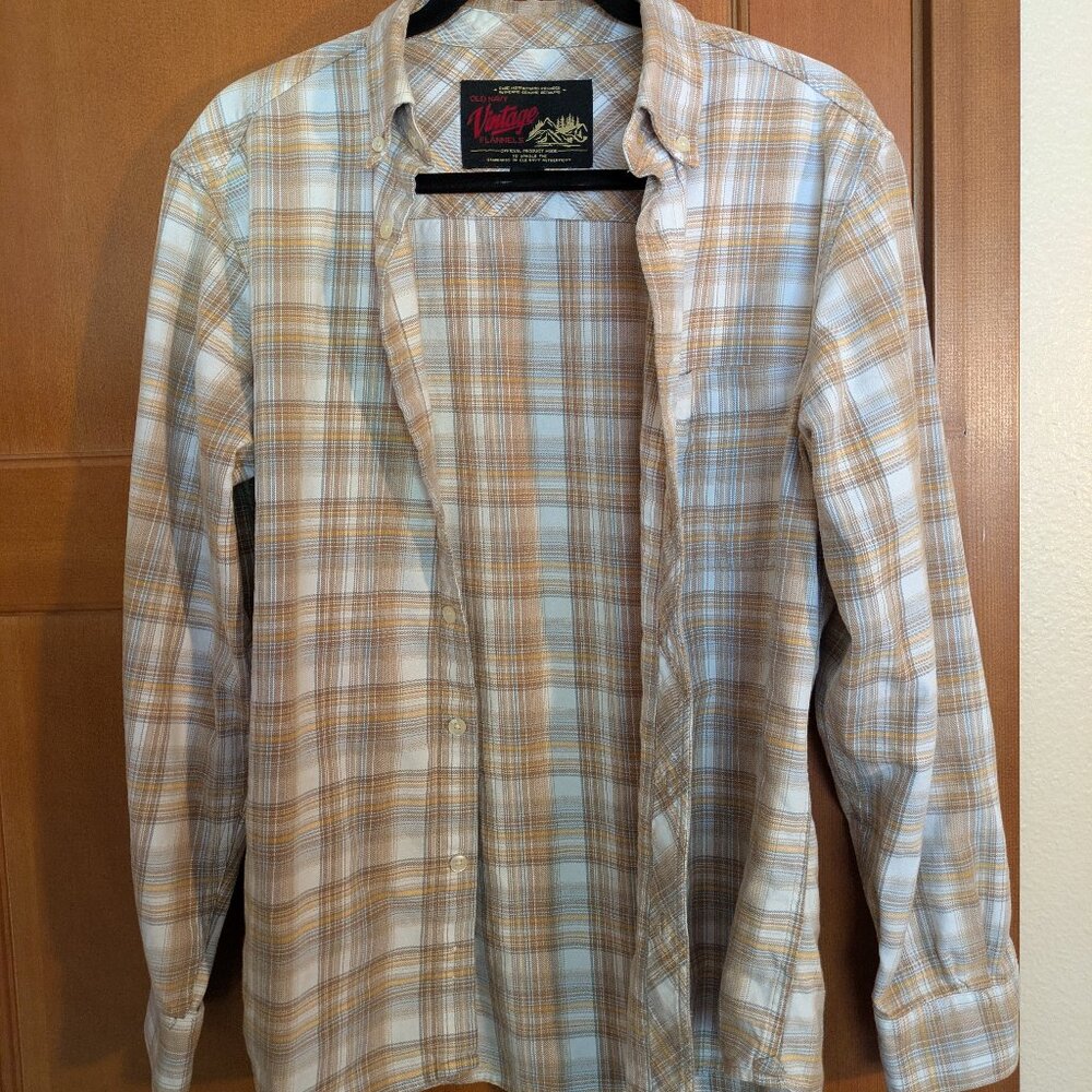 Old Navy Vintage Flannel White EUC